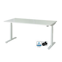 Electio Smart Elektromotorischer Schreibtisch Weiss RAL 9016_1400 x 800_Akazie_ohne Kabelkanal_Bedienwippe Auf Ab
